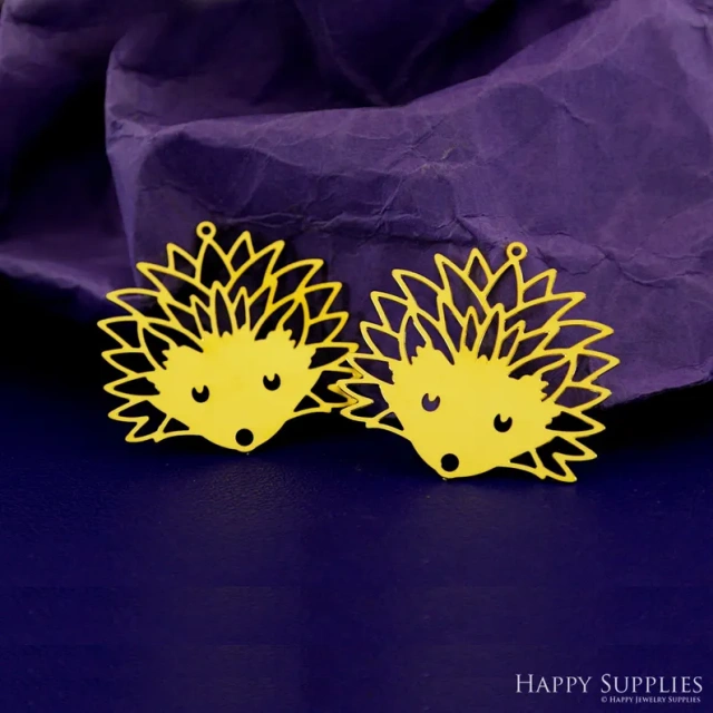Stainless Steel Jewelry Charms, Raw Brass Charms, Hedgehog Charms, Earrings Findings, Stainless Steel Silver Jewelry Pendants, Brass Jewelry Findings, Stainless Steel Pendants Jewelry Wholesale (D2911)