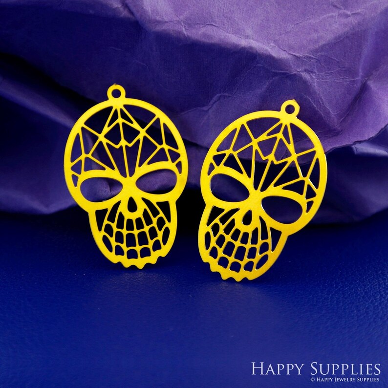 Stainless Steel Jewelry Charms, Raw Brass Charms, Skull Charms, Earrings Findings, Stainless Steel Silver Jewelry Pendants, Brass Jewelry Findings, Stainless Steel Pendants Jewelry Wholesale (D2861)