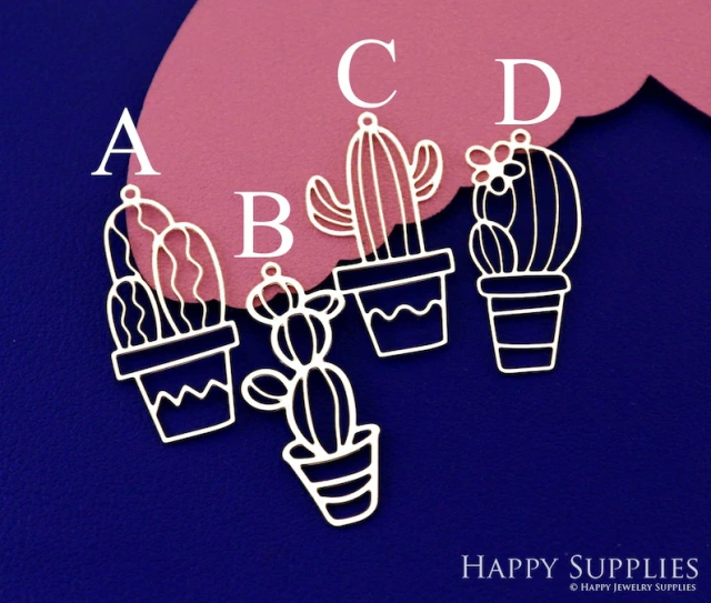 Stainless Steel Jewelry Charms, Raw Brass Charms, Cactus Charms, Earrings Findings, Stainless Steel Silver Jewelry Pendants, Brass Jewelry Findings, Stainless Steel Pendants Jewelry Wholesale (D2863)