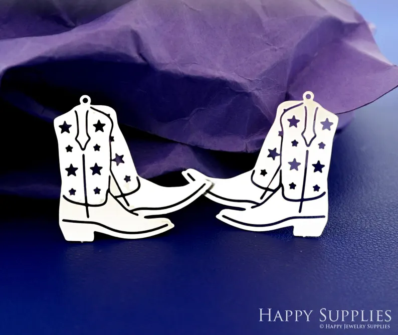 Stainless Steel Jewelry Charms, Raw Brass Charms, Boots Charms, Earrings Findings, Stainless Steel Silver Jewelry Pendants, Brass Jewelry Findings, Stainless Steel Pendants Jewelry Wholesale (D2867)