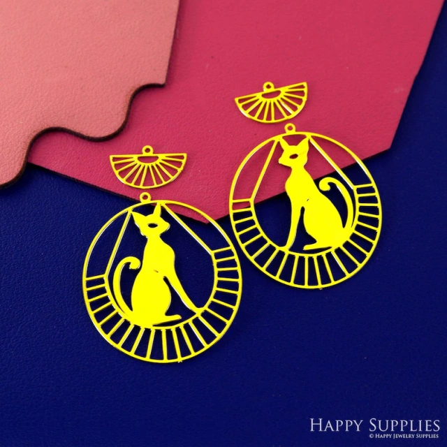 Stainless Steel Jewelry Charms, Raw Brass Charms, Cat Charms, Earrings Findings, Stainless Steel Silver Jewelry Pendants, Brass Jewelry Findings, Stainless Steel Pendants Jewelry Wholesale (D2891)