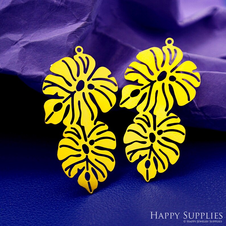 Stainless Steel Jewelry Charms, Raw Brass Charms, Monstera Leaf Charms, Earrings Findings, Stainless Steel Silver Jewelry Pendants, Brass Jewelry Findings, Stainless Steel Pendants Jewelry Wholesale (D2894)