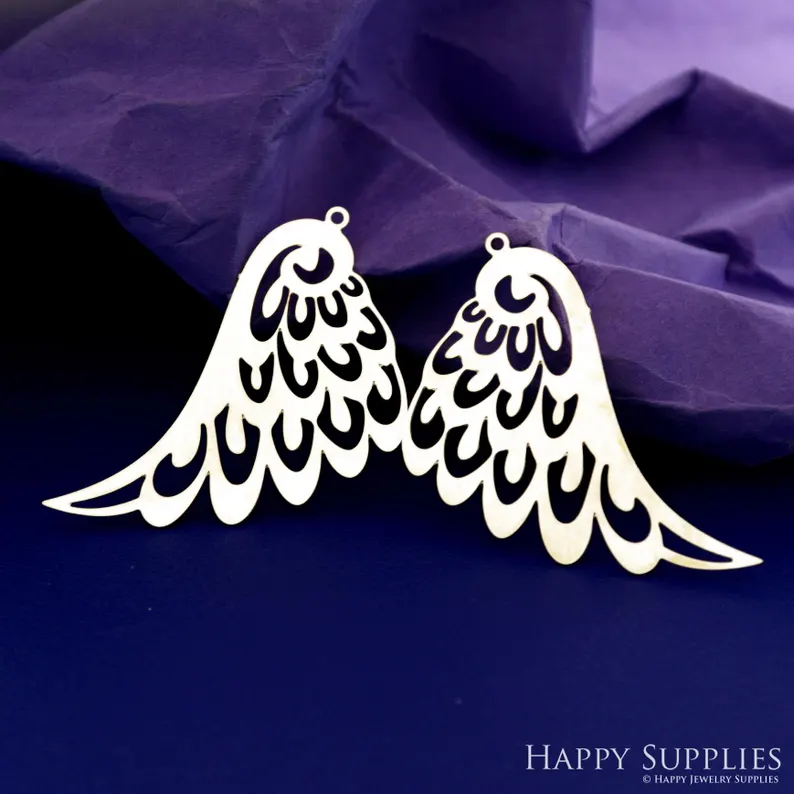 Stainless Steel Jewelry Charms, Raw Brass Charms, Wing Charms, Earrings Findings, Stainless Steel Silver Jewelry Pendants, Brass Jewelry Findings, Stainless Steel Pendants Jewelry Wholesale (D2899)