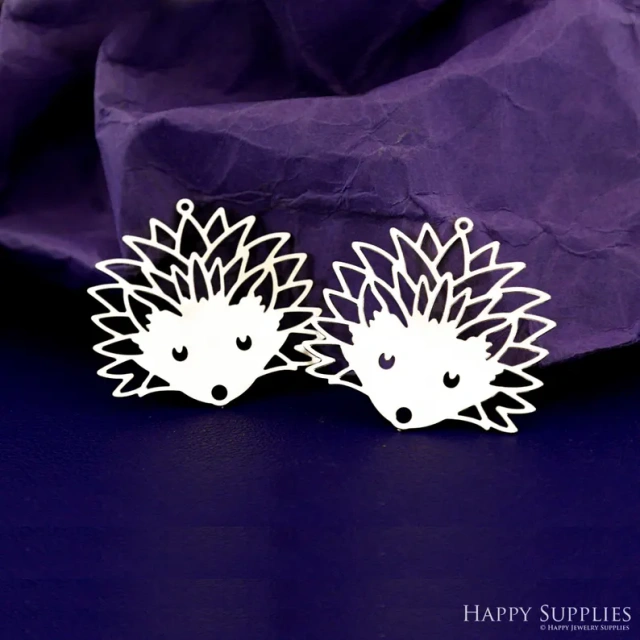 Stainless Steel Jewelry Charms, Raw Brass Charms, Hedgehog Charms, Earrings Findings, Stainless Steel Silver Jewelry Pendants, Brass Jewelry Findings, Stainless Steel Pendants Jewelry Wholesale (D2911)