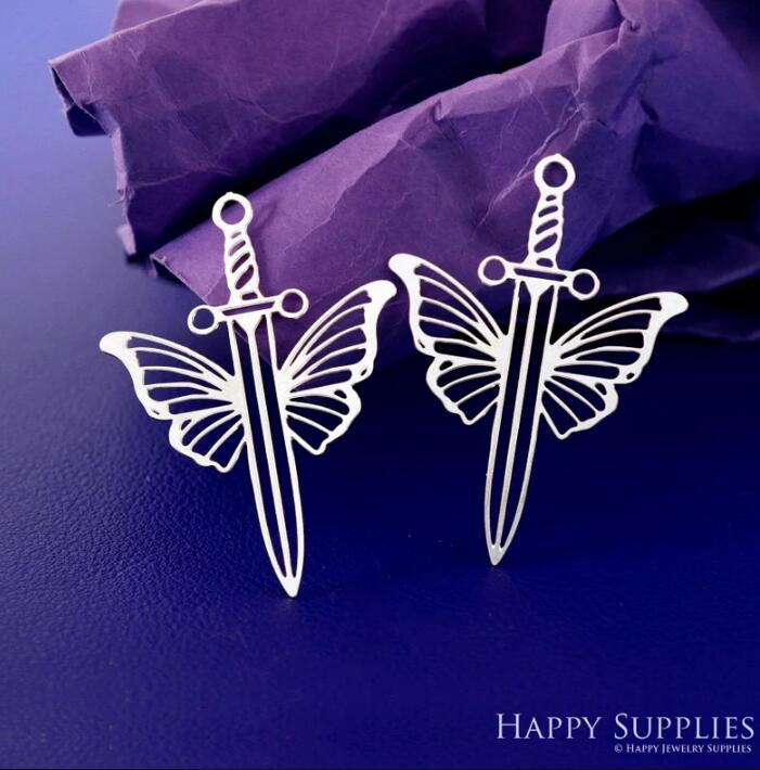 Stainless Steel Jewelry Charms, Raw Brass Charms, Sword Charms, Earrings Findings, Stainless Steel Silver Jewelry Pendants, Brass Jewelry Findings, Stainless Steel Pendants Jewelry Wholesale (D2880)
