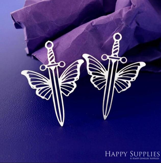 Stainless Steel Jewelry Charms, Raw Brass Charms, Sword Charms, Earrings Findings, Wolf Stainless Steel Silver Jewelry Pendants, Brass Jewelry Findings, Stainless Steel Pendants Jewelry Wholesale (D2880)