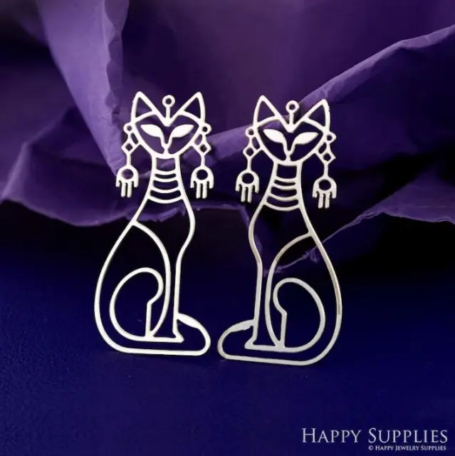 Stainless Steel Jewelry Charms, Raw Brass Charms,Egyptian Cat Charms, Earrings Findings, Wolf Stainless Steel Silver Jewelry Pendants, Brass Jewelry Findings, Stainless Steel Pendants Jewelry Wholesale (D2877)