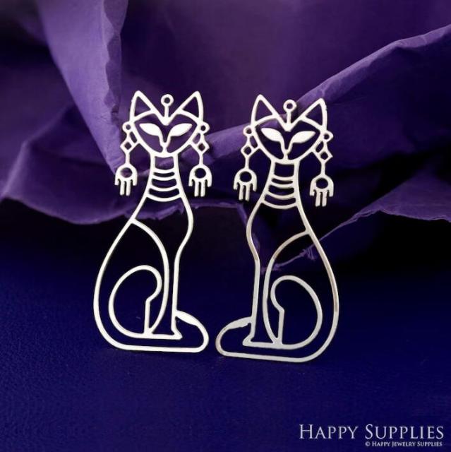Stainless Steel Jewelry Charms, Raw Brass Charms,Egyptian Cat Charms, Earrings Findings, Wolf Stainless Steel Silver Jewelry Pendants, Brass Jewelry Findings, Stainless Steel Pendants Jewelry Wholesale (D2877)
