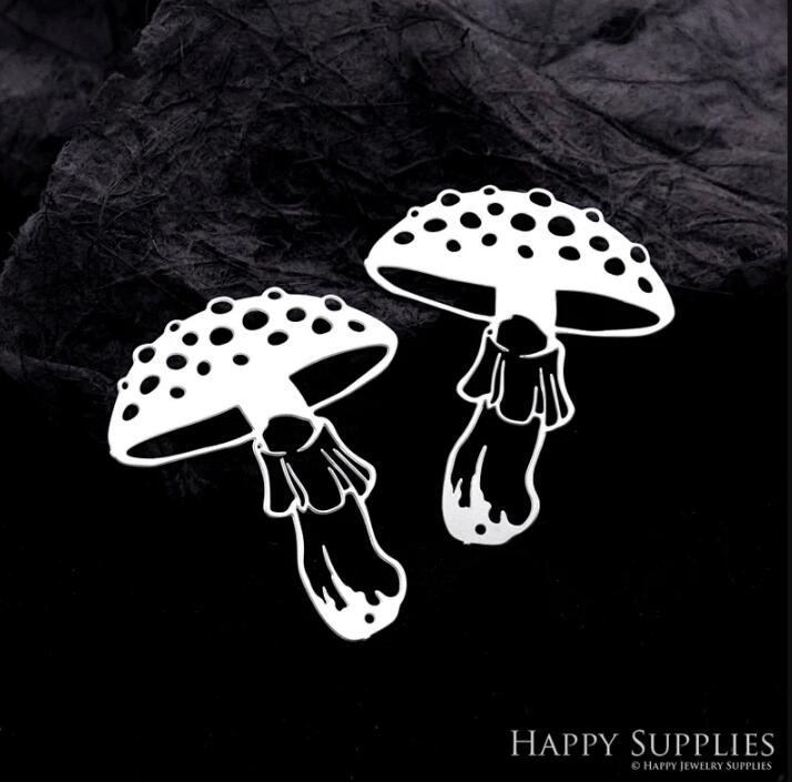 Stainless Steel Jewelry Charms, Raw Brass Charms,Mushroom Geometric Charms, Earrings Findings, Stainless Steel Silver Jewelry Pendants, Brass Jewelry Findings, Stainless Steel Pendants Jewelry Wholesale (D2117)
