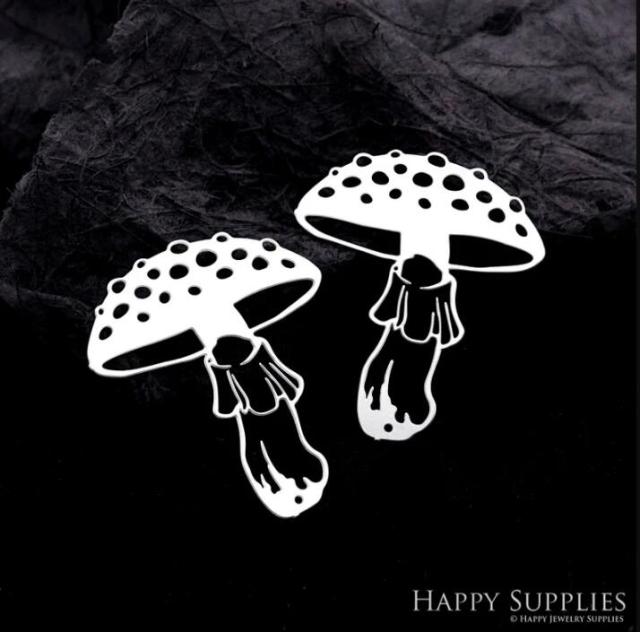 Stainless Steel Jewelry Charms, Raw Brass Charms,Mushroom Geometric Charms, Earrings Findings, Wolf Stainless Steel Silver Jewelry Pendants, Brass Jewelry Findings, Stainless Steel Pendants Jewelry Wholesale (D2117)