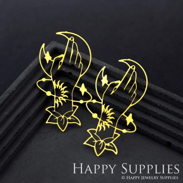 Stainless Steel Jewelry Charms, Raw Brass Charms, Moon Charms, Earrings Findings, Wolf Stainless Steel Silver Jewelry Pendants, Brass Jewelry Findings, Stainless Steel Pendants Jewelry Wholesale (D1907)