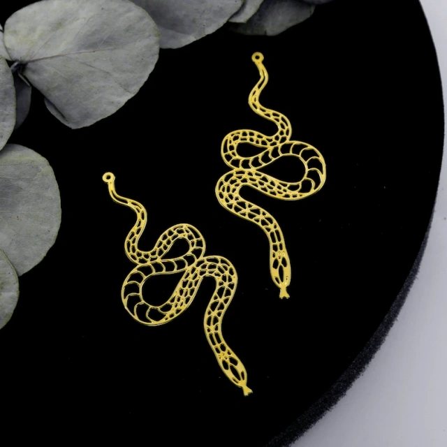 Stainless Steel Jewelry Charms, Raw Brass Charms, Snake Geometric Charms, Earrings Findings, Stainless Steel Silver Jewelry Pendants, Brass Jewelry Findings, Stainless Steel Pendants Jewelry Wholesale (D1631)