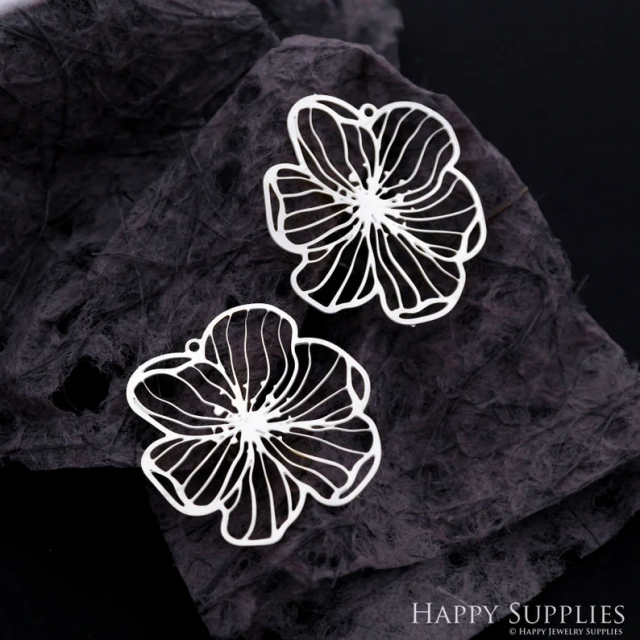 Stainless Steel Jewelry Charms, Raw Brass Charms, Flower Charms, Earrings Findings, Stainless Steel Silver Jewelry Pendants, Brass Jewelry Findings, Stainless Steel Pendants Jewelry Wholesale (D2063)