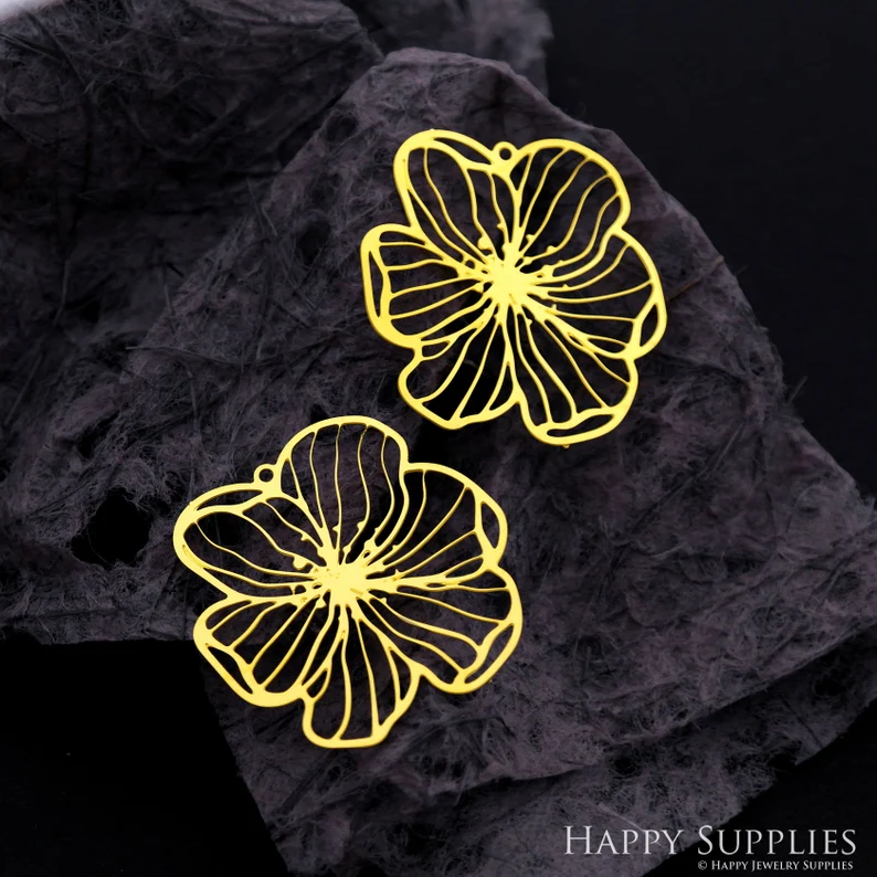 Stainless Steel Jewelry Charms, Raw Brass Charms, Flower Charms, Earrings Findings, Stainless Steel Silver Jewelry Pendants, Brass Jewelry Findings, Stainless Steel Pendants Jewelry Wholesale (D2063)
