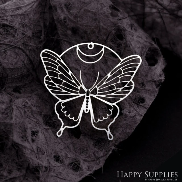 Stainless Steel Jewelry Charms, Raw Brass Charms, Butterfly Charms, Earrings Findings, Wolf Stainless Steel Silver Jewelry Pendants, Brass Jewelry Findings, Stainless Steel Pendants Jewelry Wholesale (D2070)