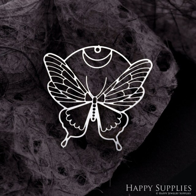 Stainless Steel Jewelry Charms, Raw Brass Charms, Butterfly Charms, Earrings Findings, Wolf Stainless Steel Silver Jewelry Pendants, Brass Jewelry Findings, Stainless Steel Pendants Jewelry Wholesale (D2070)