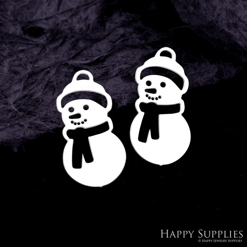Stainless Steel Jewelry Charms, Raw Brass Charms, Snowman Charms, Earrings Findings, Stainless Steel Silver Jewelry Pendants, Brass Jewelry Findings, Stainless Steel Pendants Jewelry Wholesale (D2088)
