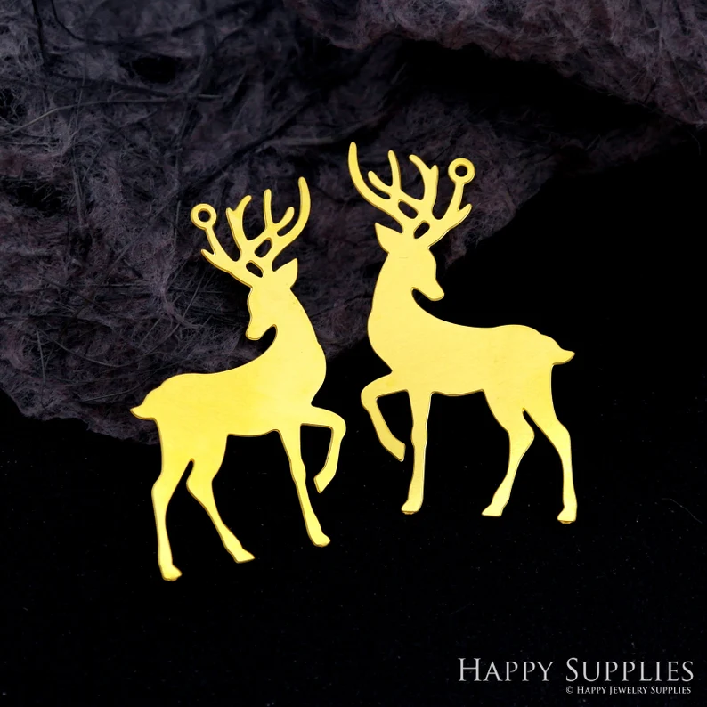 Stainless Steel Jewelry Charms, Raw Brass Charms,Deer Charms, Earrings Findings, Stainless Steel Silver Jewelry Pendants, Brass Jewelry Findings, Stainless Steel Pendants Jewelry Wholesale (D2121)