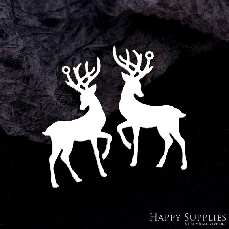 Stainless Steel Jewelry Charms, Raw Brass Charms,Deer Charms, Earrings Findings, Stainless Steel Silver Jewelry Pendants, Brass Jewelry Findings, Stainless Steel Pendants Jewelry Wholesale (D2121)