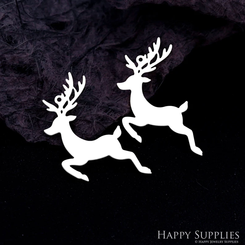 Stainless Steel Jewelry Charms, Raw Brass Charms, Deer Charms, Earrings Findings, Stainless Steel Silver Jewelry Pendants, Brass Jewelry Findings, Stainless Steel Pendants Jewelry Wholesale (D2130)