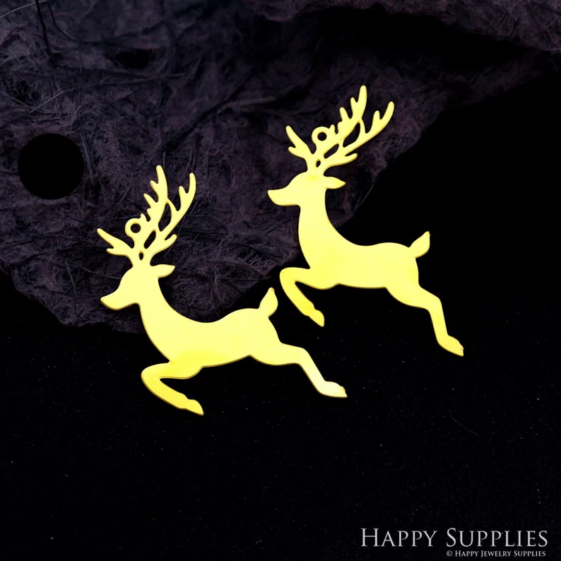 Stainless Steel Jewelry Charms, Raw Brass Charms, Deer Charms, Earrings Findings, Stainless Steel Silver Jewelry Pendants, Brass Jewelry Findings, Stainless Steel Pendants Jewelry Wholesale (D2130)