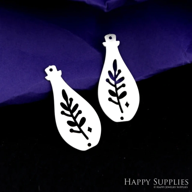Stainless Steel Jewelry Charms, Raw Brass Charms, Leaf Charms, Earrings Findings, Wolf Stainless Steel Silver Jewelry Pendants, Brass Jewelry Findings, Stainless Steel Pendants Jewelry Wholesale (D2220)