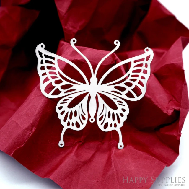 Stainless Steel Jewelry Charms, Raw Brass Charms, Geometric Butterfly Charms, Earrings Findings, Wolf Stainless Steel Silver Jewelry Pendants, Brass Jewelry Findings, Stainless Steel Pendants Jewelry Wholesale (D2306)
