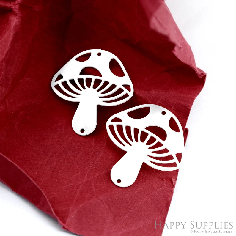 Stainless Steel Jewelry Charms, Raw Brass Charms,Geometric Mushroom Charms, Earrings Findings, Stainless Steel Silver Jewelry Pendants, Brass Jewelry Findings, Stainless Steel Pendants Jewelry Wholesale (D2355)
