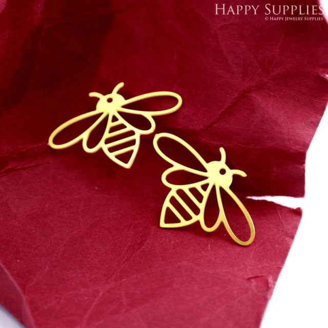 Stainless Steel Jewelry Charms, Raw Brass Charms, Geometric Bee Charms, Earrings Findings, Wolf Stainless Steel Silver Jewelry Pendants, Brass Jewelry Findings, Stainless Steel Pendants Jewelry Wholesale (D2361)
