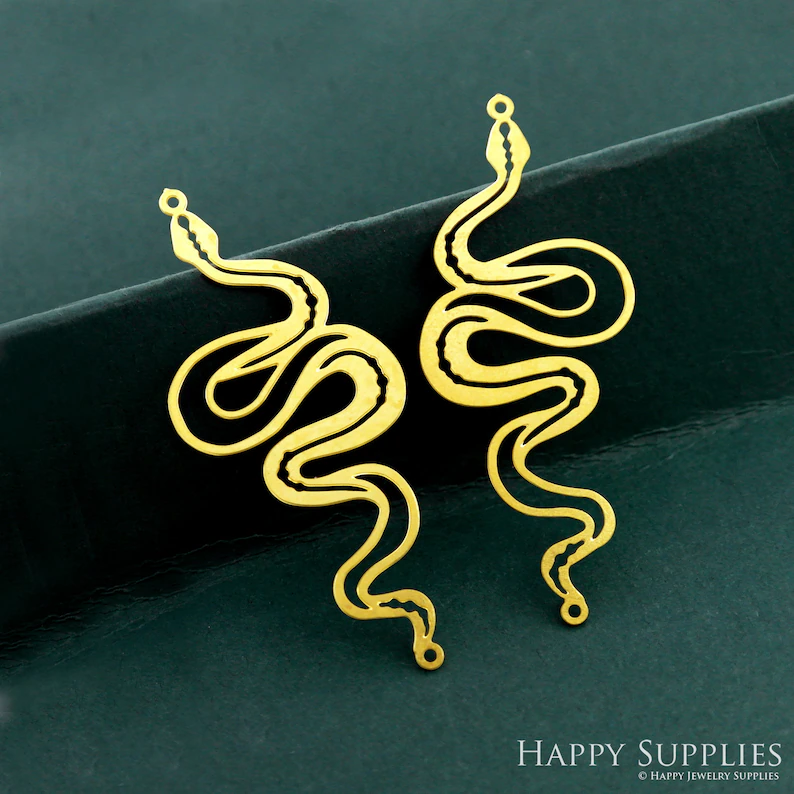 Stainless Steel Jewelry Charms, Raw Brass Charms, Snake Charms, Earrings Findings, Stainless Steel Silver Jewelry Pendants, Brass Jewelry Findings, Stainless Steel Pendants Jewelry Wholesale (D2389)