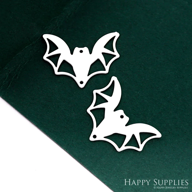 Stainless Steel Jewelry Charms, Raw Brass Charms, Bat Charms, Earrings Findings, Stainless Steel Silver Jewelry Pendants, Brass Jewelry Findings, Stainless Steel Pendants Jewelry Wholesale (D2388)