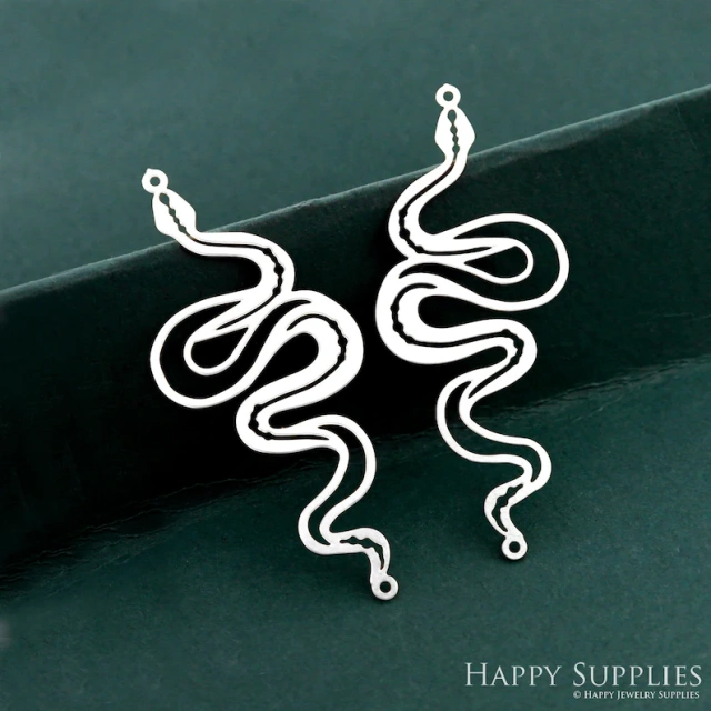 Stainless Steel Jewelry Charms, Raw Brass Charms, Snake Charms, Earrings Findings, Stainless Steel Silver Jewelry Pendants, Brass Jewelry Findings, Stainless Steel Pendants Jewelry Wholesale (D2389)