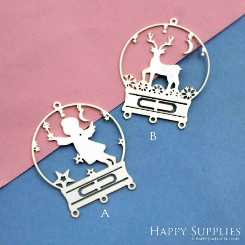 Stainless Steel Jewelry Charms, Raw Brass Charms,Christmas Charms, Earrings Findings, Stainless Steel Silver Jewelry Pendants, Brass Jewelry Findings, Stainless Steel Pendants Jewelry Wholesale (D2467)