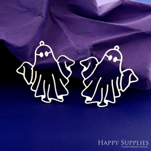 Stainless Steel Jewelry Charms, Raw Brass Charms, Geometry Ghost Charms, Earrings Findings, Stainless Steel Silver Jewelry Pendants, Brass Jewelry Findings, Stainless Steel Pendants Jewelry Wholesale (D2478)
