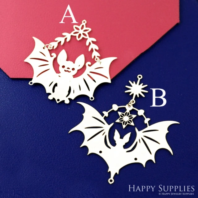 4pcs(1set) Stainless Steel Jewelry Charms, Raw Brass Charms,Halloween Bat Charms, Earrings Findings, Stainless Steel Silver Jewelry Pendants, Brass Jewelry Findings, Stainless Steel Pendants Jewelry Wholesale (D2739)