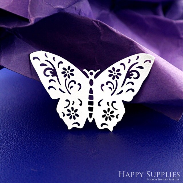 Stainless Steel Jewelry Charms, Raw Brass Charms, Butterfly Geometric Charms, Earrings Findings, Stainless Steel Silver Jewelry Pendants, Brass Jewelry Findings, Stainless Steel Pendants Jewelry Wholesale (D2818)