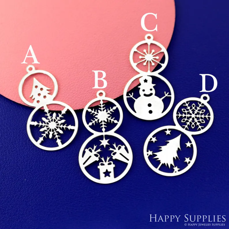 Stainless Steel Jewelry Charms, Raw Brass Charms,Snowflake Charms, Earrings Findings, Stainless Steel Silver Jewelry Pendants, Brass Jewelry Findings, Stainless Steel Pendants Jewelry Wholesale (D2838)