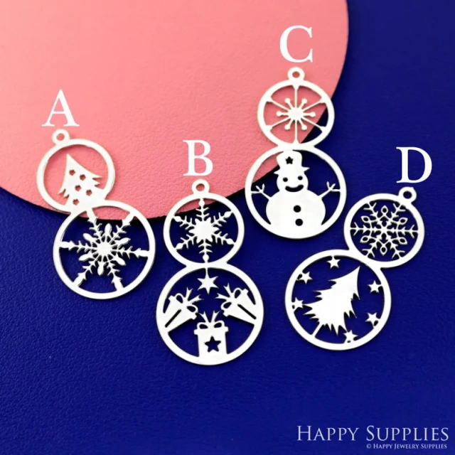 Stainless Steel Jewelry Charms, Raw Brass Charms,Snowflake Charms, Earrings Findings, Stainless Steel Silver Jewelry Pendants, Brass Jewelry Findings, Stainless Steel Pendants Jewelry Wholesale (D2838)
