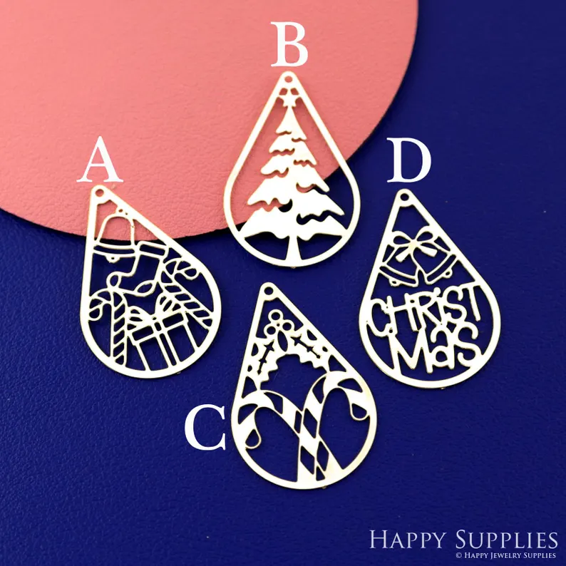Stainless Steel Jewelry Charms, Raw Brass Charms,Christmas Charms, Earrings Findings, Stainless Steel Silver Jewelry Pendants, Brass Jewelry Findings, Stainless Steel Pendants Jewelry Wholesale (D2840)