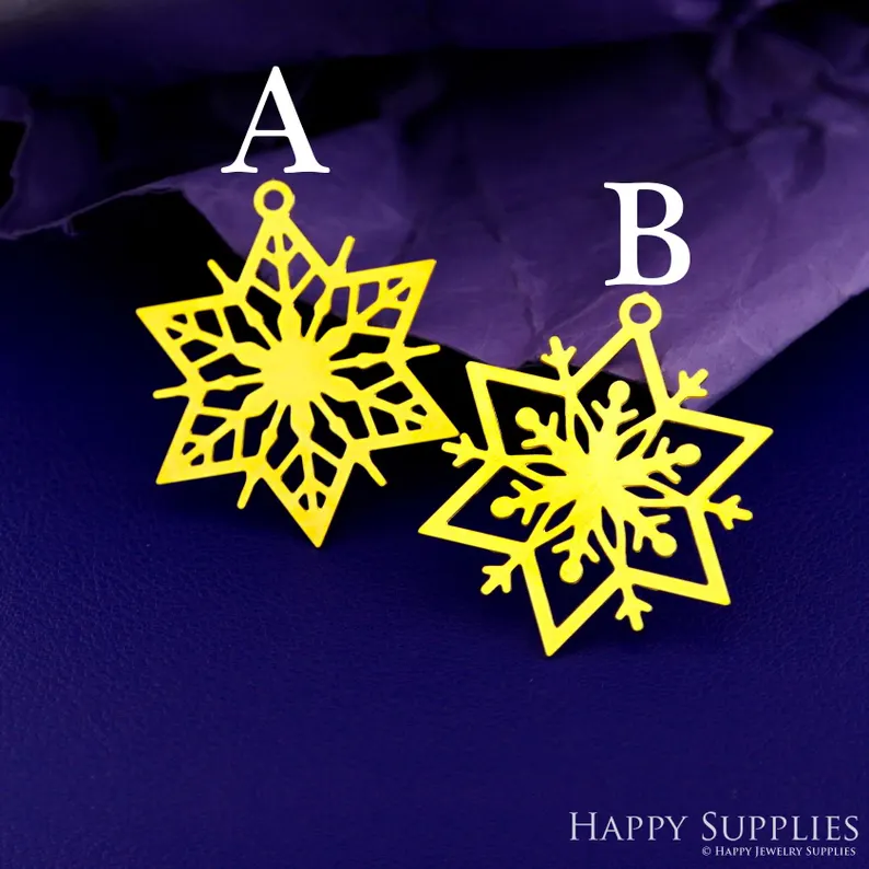 Stainless Steel Jewelry Charms, Raw Brass Charms,Snowflake Charms, Earrings Findings, Stainless Steel Silver Jewelry Pendants, Brass Jewelry Findings, Stainless Steel Pendants Jewelry Wholesale (D2835)