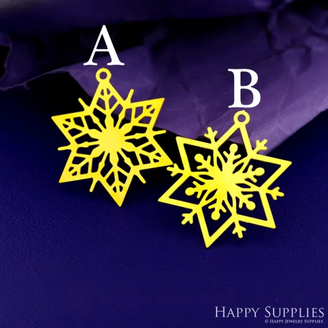 Stainless Steel Jewelry Charms, Raw Brass Charms,Snowflake Charms, Earrings Findings, Stainless Steel Silver Jewelry Pendants, Brass Jewelry Findings, Stainless Steel Pendants Jewelry Wholesale (D2835)