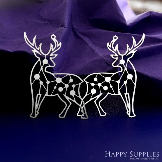 Stainless Steel Jewelry Charms, Raw Brass Charms, Geometry Deer Charms, Earrings Findings, Stainless Steel Silver Jewelry Pendants, Brass Jewelry Findings, Stainless Steel Pendants Jewelry Wholesale (D2832)