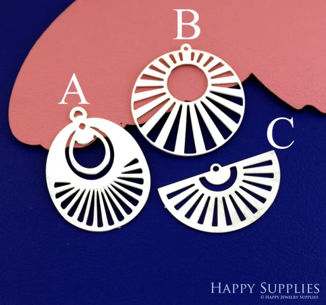 Stainless Steel Jewelry Charms, Raw Brass Charms,Fanshaped Charms, Earrings Findings, Stainless Steel Silver Jewelry Pendants, Brass Jewelry Findings, Stainless Steel Pendants Jewelry Wholesale (D2870)