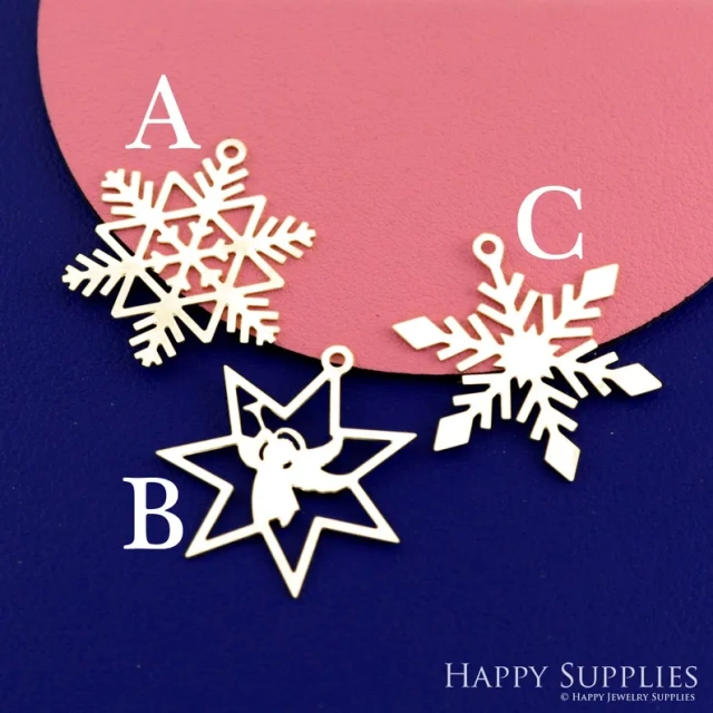Stainless Steel Jewelry Charms, Raw Brass Charms,Snowflake Charms, Earrings Findings, Stainless Steel Silver Jewelry Pendants, Brass Jewelry Findings, Stainless Steel Pendants Jewelry Wholesale (D2871)