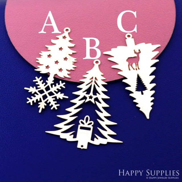 Stainless Steel Jewelry Charms, Raw Brass Charms, Christmas Tree Charms, Earrings Findings, Stainless Steel Silver Jewelry Pendants, Brass Jewelry Findings, Stainless Steel Pendants Jewelry Wholesale (D2834)