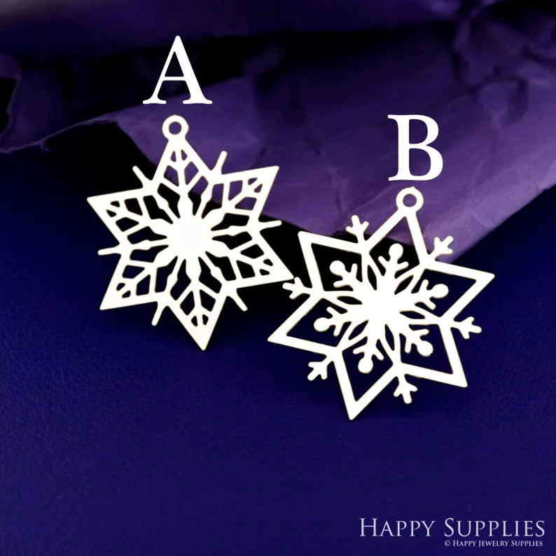 Stainless Steel Jewelry Charms, Raw Brass Charms,Snowflake Charms, Earrings Findings, Stainless Steel Silver Jewelry Pendants, Brass Jewelry Findings, Stainless Steel Pendants Jewelry Wholesale (D2835)