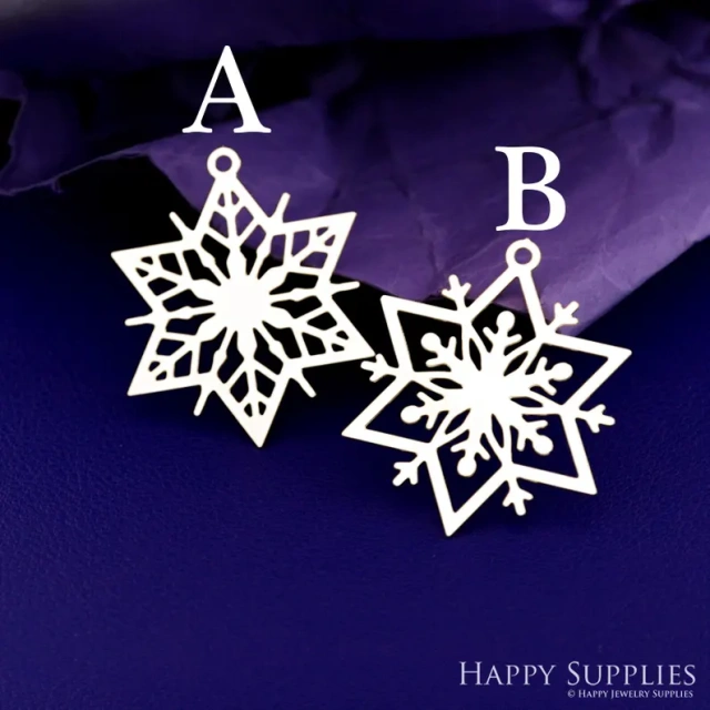 Stainless Steel Jewelry Charms, Raw Brass Charms,Snowflake Charms, Earrings Findings, Stainless Steel Silver Jewelry Pendants, Brass Jewelry Findings, Stainless Steel Pendants Jewelry Wholesale (D2835)