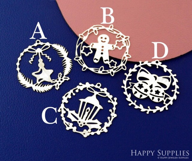 Stainless Steel Jewelry Charms, Raw Brass Charms,Christmas Charms, Earrings Findings, Stainless Steel Silver Jewelry Pendants, Brass Jewelry Findings, Stainless Steel Pendants Jewelry Wholesale (D2873)