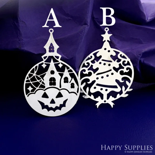 Stainless Steel Jewelry Charms, Raw Brass Charms,Christmas Charms, Earrings Findings, Stainless Steel Silver Jewelry Pendants, Brass Jewelry Findings, Stainless Steel Pendants Jewelry Wholesale (D2853)