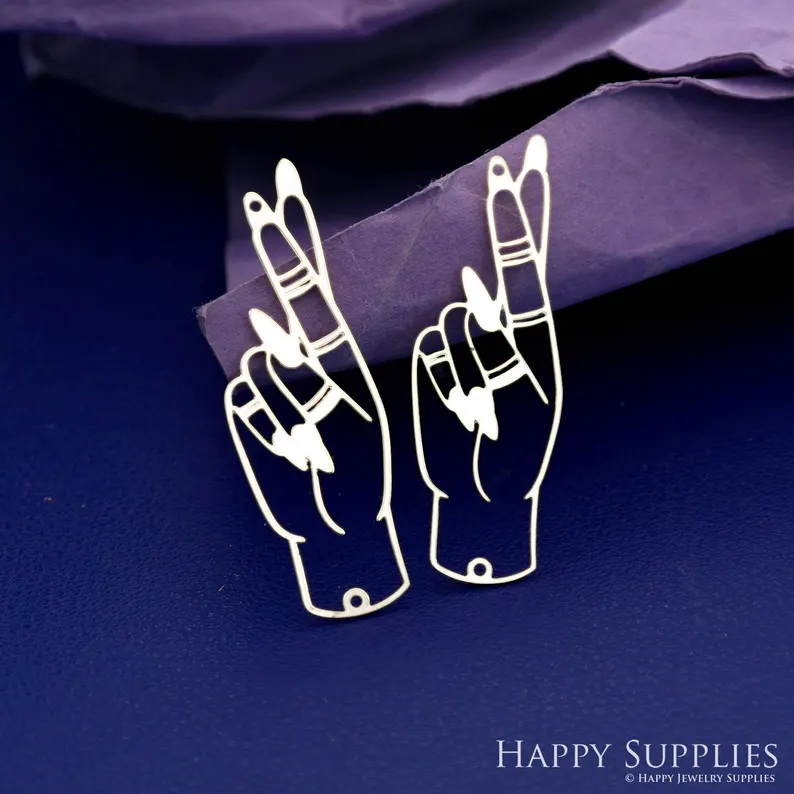 Stainless Steel Jewelry Charms, Raw Brass Charms, Hand Charms, Earrings Findings, Stainless Steel Silver Jewelry Pendants, Brass Jewelry Findings, Stainless Steel Pendants Jewelry Wholesale (D2214)